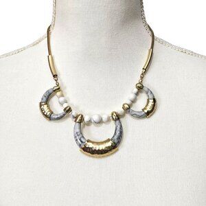 Howard's Jewelry Boho Gold-tone Hammered Faux Stone Necklace